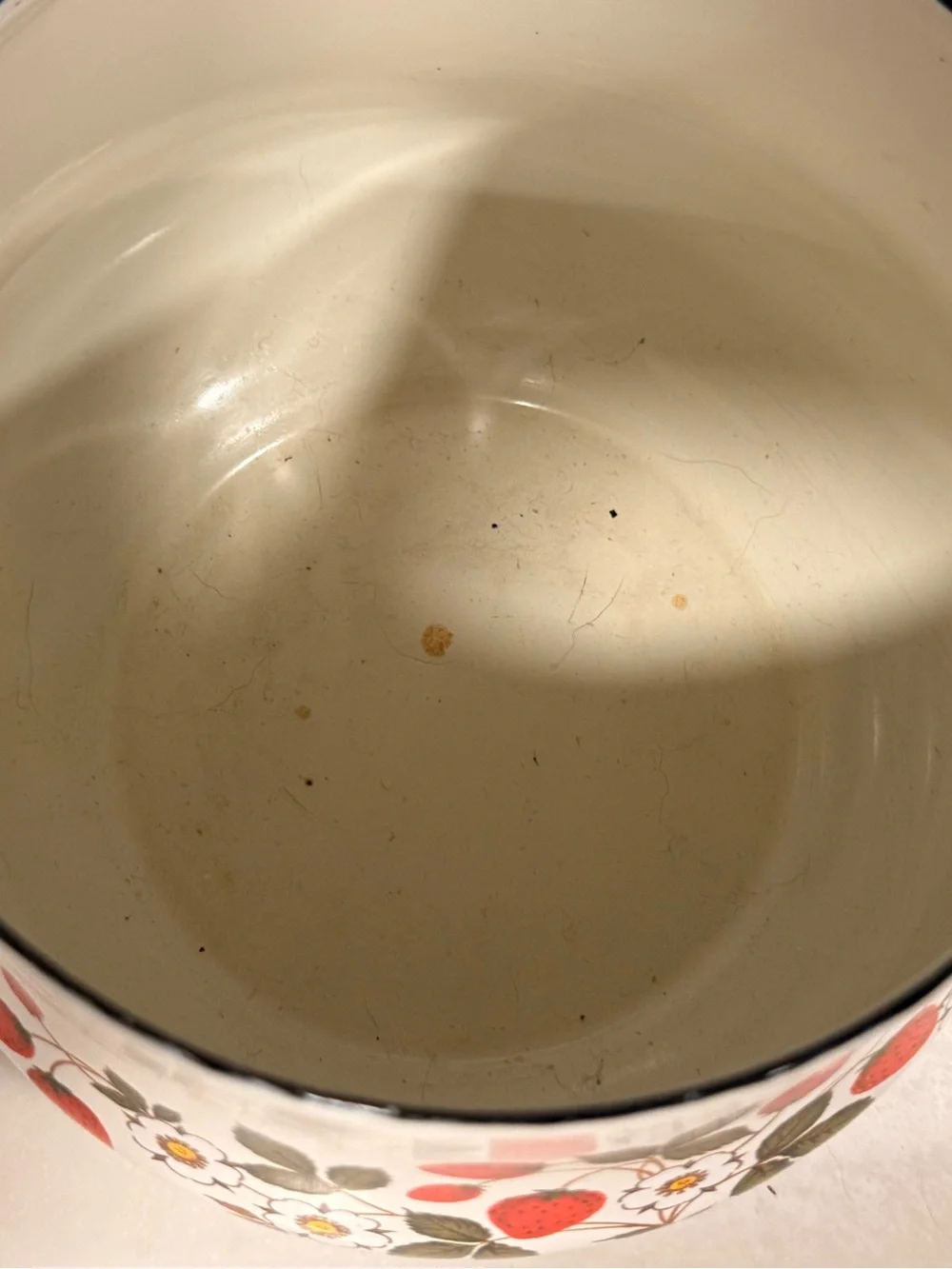 Sheffield Strawberries 'n Cream Enameled Butter Warmer Milk Pan